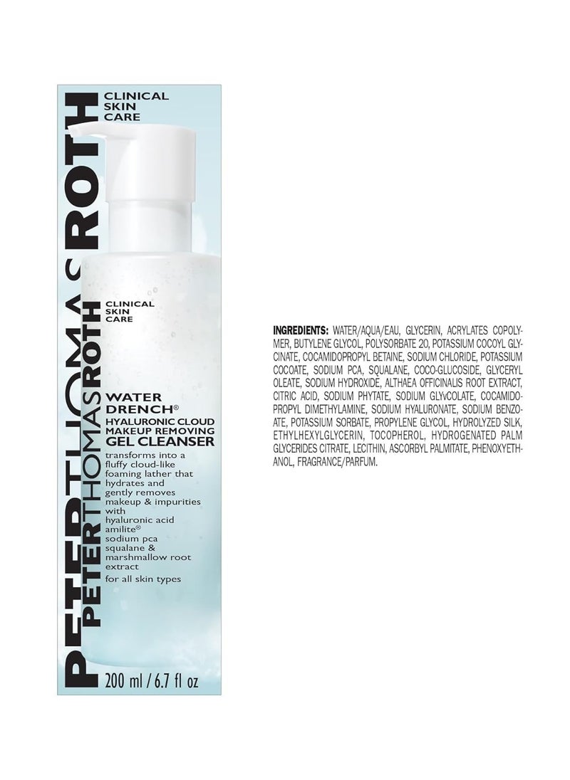 PETER THOMAS ROTH - Peter Thomas Roth | Water Drench Hyaluronic Cloud Makeup Removing Gel Cleanser | Hydrating Facial Cleanser with Hyaluronic Acid Removes Makeup - Image 1