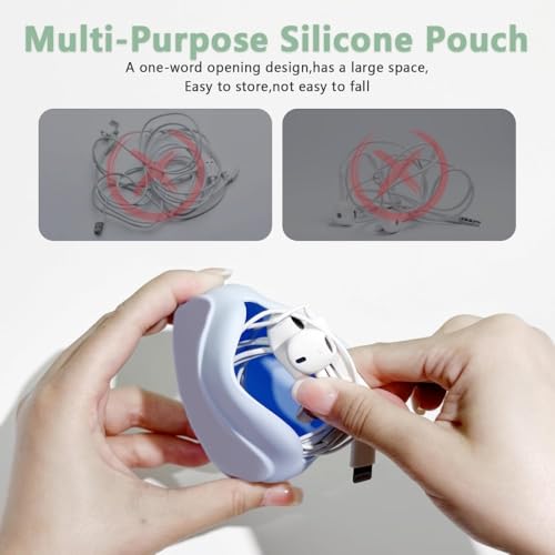 Jubobu 3 PCS Headphone Organizer and Silicone Cable Ties, Silicone Pouch for Storing Earbuds/USB Flash Drive/Keys/Mini Lipstick Cord Winder Holder Keeper Manager Management for Home or Workplace - Image 5