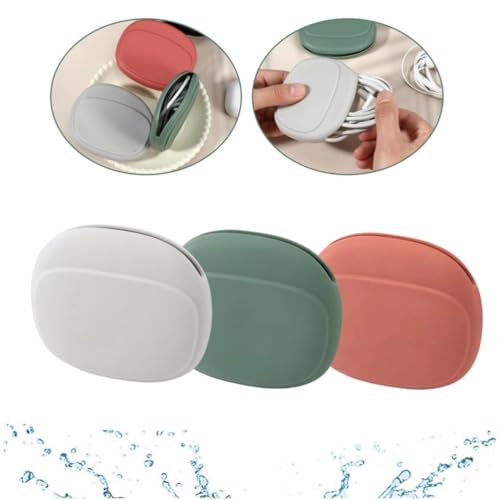 Jubobu 3 PCS Headphone Organizer and Silicone Cable Ties, Silicone Pouch for Storing Earbuds/USB Flash Drive/Keys/Mini Lipstick Cord Winder Holder Keeper Manager Management for Home or Workplace - Image 3