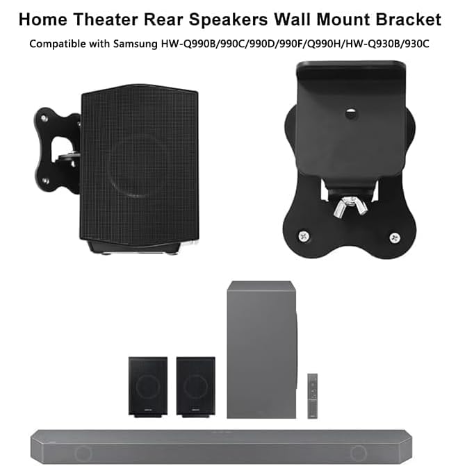EUGOOCX 1 Pair Metal Wall Mount Brackets for Samsung HWQ990CQ990BQ990DQ990FQ990HQ930 Surround Rear Speakers Home Theater Surround Sound System Wallmount Accessories - Image 3