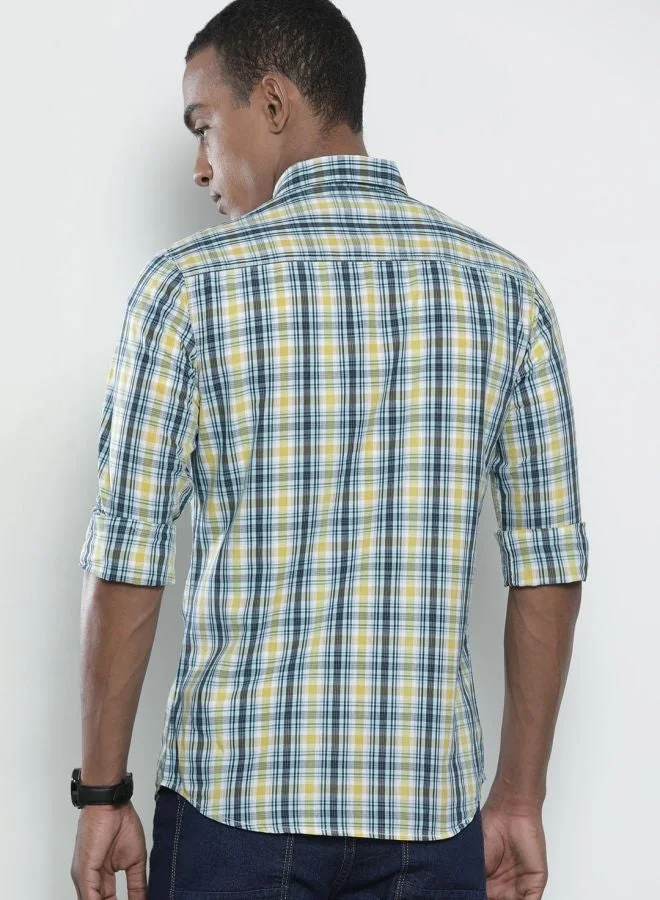 The Indian Garage Co Men Slim Fit Checkered Full Sleeves Spread Collar Casual Shirt