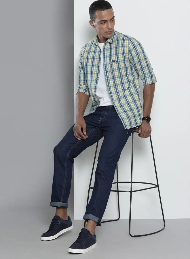The Indian Garage Co  Men Slim Fit Checkered Full Sleeves Spread Collar Casual Shirt for Men | Best Price UAE