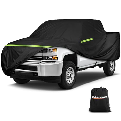 BIGACOVER Truck Cover for Chevy Silverado Crew Cab Long Bed 8.3ft Heavy Duty Waterproof Car Covers with Zipper All Weather Full Pickup Cover Custom Fit 2000-2022 Chevy Silverado 2500 3500HD (UP to 266''L) - Image 1
