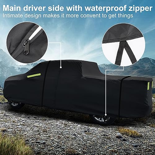 BIGACOVER Truck Cover for Chevy Silverado Crew Cab Long Bed 8.3ft Heavy Duty Waterproof Car Covers with Zipper All Weather Full Pickup Cover Custom Fit 2000-2022 Chevy Silverado 2500 3500HD (UP to 266''L) - Image 3