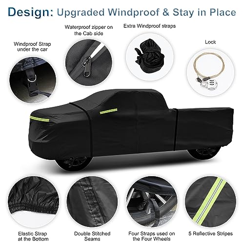 BIGACOVER Truck Cover for Chevy Silverado Crew Cab Long Bed 8.3ft Heavy Duty Waterproof Car Covers with Zipper All Weather Full Pickup Cover Custom Fit 2000-2022 Chevy Silverado 2500 3500HD (UP to 266''L) - Image 2