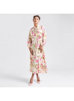 FAV All-Over Print Shirt Dress with Long Sleeves and Flounce Hem  - Image 2
