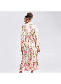 FAV All-Over Print Shirt Dress with Long Sleeves and Flounce Hem  - Image 3