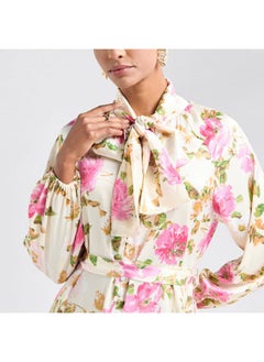 FAV All-Over Print Shirt Dress with Long Sleeves and Flounce Hem  - Image 4