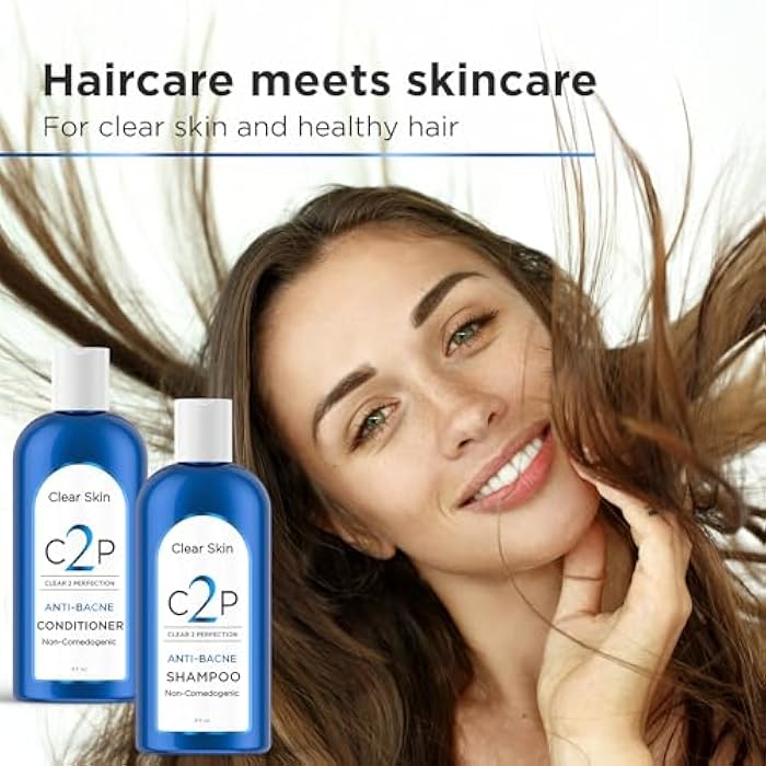 C2P Non-Comedogenic & Sulfate-Free Shampoo & Conditioner Set by Clear 2 Perfection, Ideal for Acne-Prone Skin & Bacne, Esthetician Developed, Fights Breakouts & Promotes Healthy Hair - Image 2