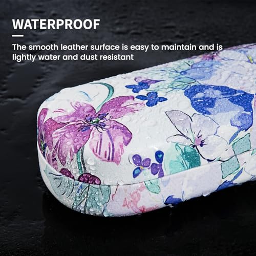 molshine Hard Shell Sunglasses Case,Classic Large Glasses Case for Women Men,Sunglass Eyeglasses (Blue Flower) - Image 5