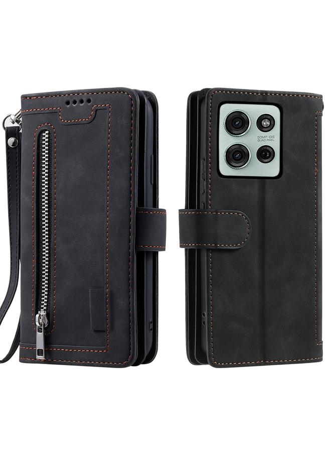 إيروريكس جراب لهاتف Motorola Moto G75 5G، جراب هاتف جلدي مزود بسحاب وتسع بطاقات مع حبل تعليق - Image 2