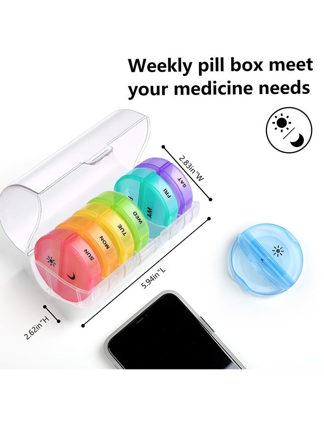 Generic Weekly Pill Organizer 2 Times a Day, Daily Pill Box 7 Day Easy to Open with Double Protection, AM PM Pill Case for Medicine/Vitamin/Fish Oil/Supplements (Clear)  - Image 3
