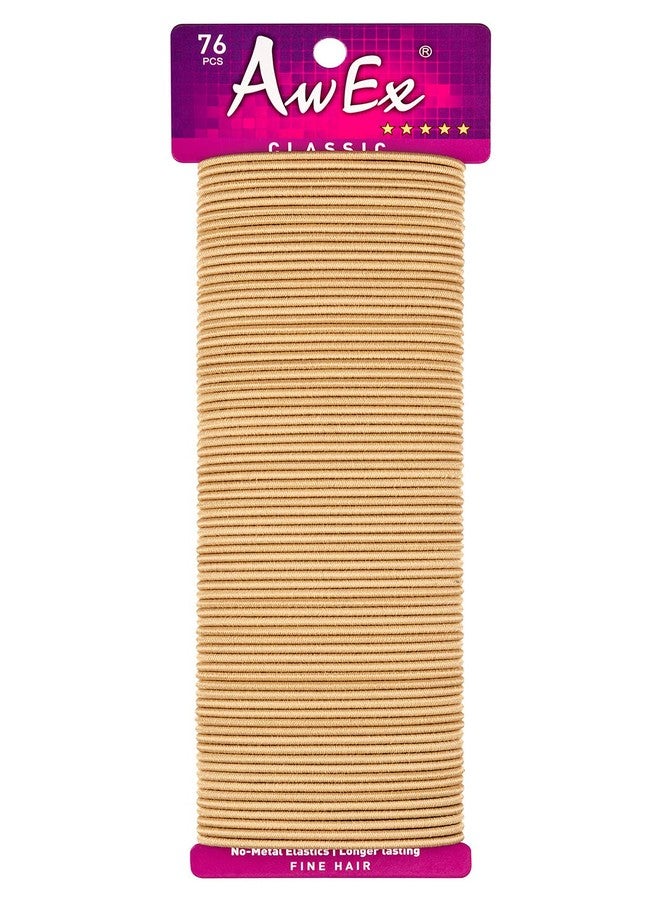 AwEx Blonde Hair Ties for THIN Hair, 76 PCS,0.09 inch (2.4 mm) in Thickness, 5.5 inches(140 mm) in Length - Hair Bands -No Metal Elastics-Ponytail Holder-Great for FINE Hair
