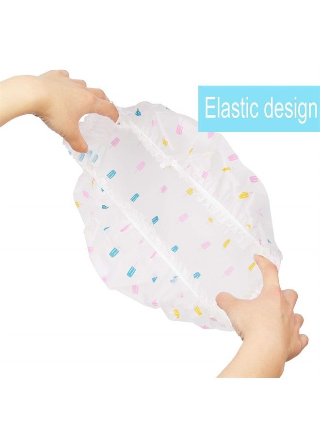 Pengxiaomei Shower Caps, 3 Pcs Waterproof Bath Caps Plastic Reusable Shower Caps Elastic Band Bath Hair Hat for Women Ladies Spa Salon