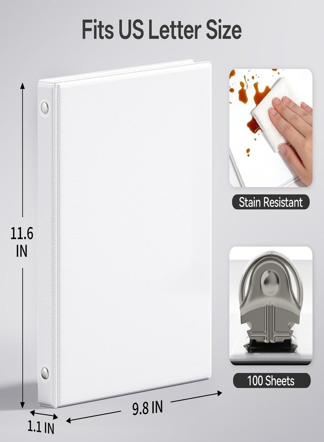 GNL 1/2 Inch Binders 3 Ring Economy, 1/2" Round Ring, Clear View Binder Three Ring PVC-Free & Non-Stick for School or Office Supplies, White - Gray, 12 Packs, Bulk - Image 3