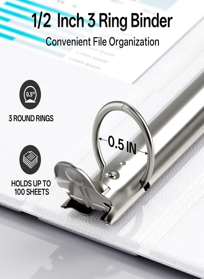 GNL 1/2 Inch Binders 3 Ring Economy, 1/2" Round Ring, Clear View Binder Three Ring PVC-Free & Non-Stick for School or Office Supplies, White - Gray, 12 Packs, Bulk - Image 2