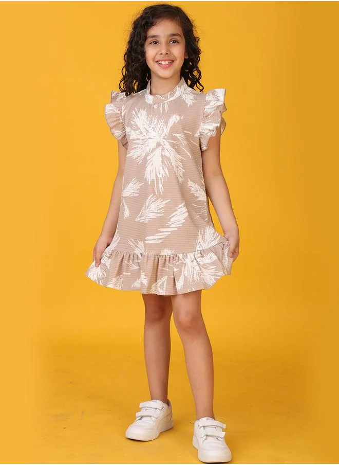 انثريلو Anthrilo Floral Print Ruffled Sleeve Mini Dress