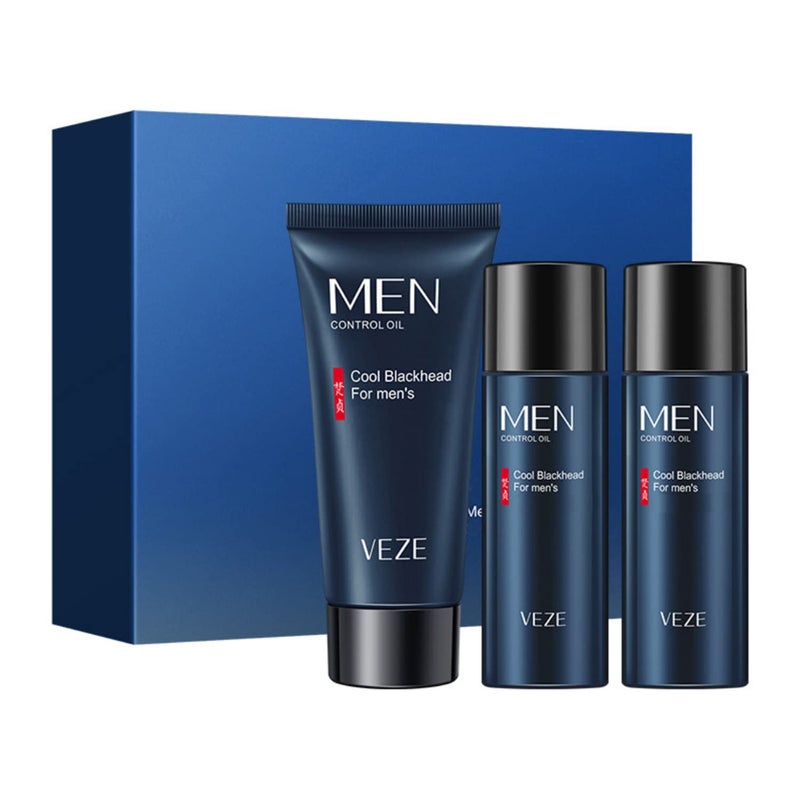 VENZEN Mens Cool Blackhead Removal Essence Nose Mask Pores Cleansing Water Kit 3pcs Set