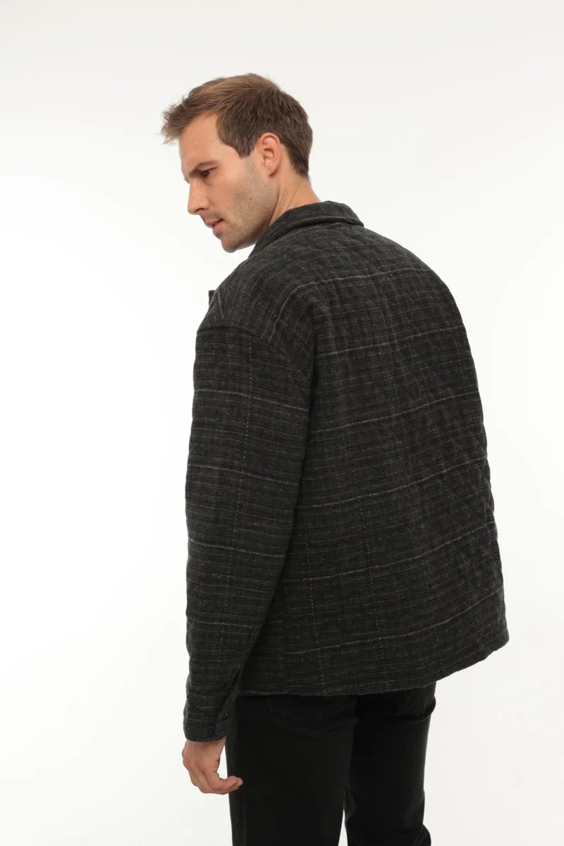 Miron Khaki Patterned Quilted Detail Regular Fit JACKET-2456