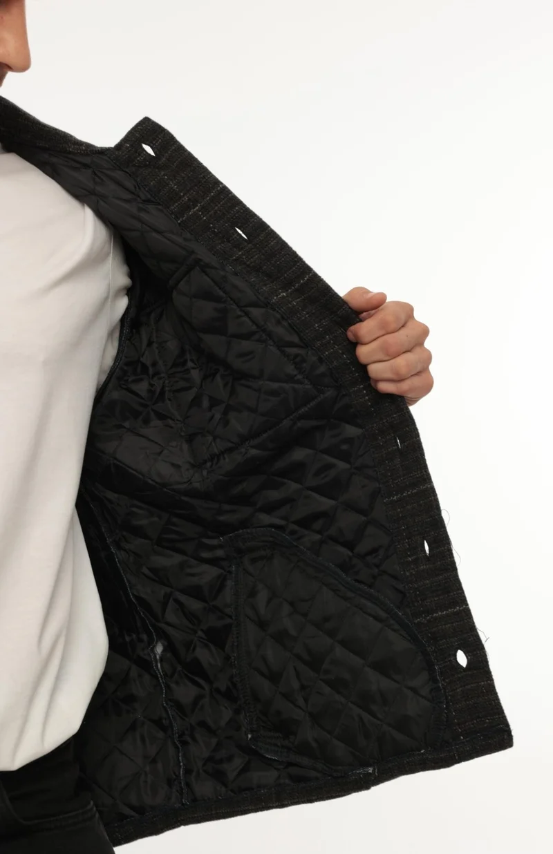 Miron Khaki Patterned Quilted Detail Regular Fit JACKET-2456