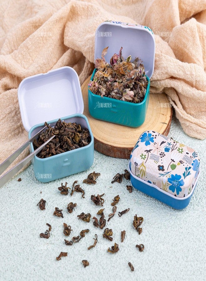 AUEAR, 10 Pack Vintage Flower Print Mini Tin Coin Box Rectangular Storage Boxes with Lid Tiny Trinket Case for Jewelry - Image 5