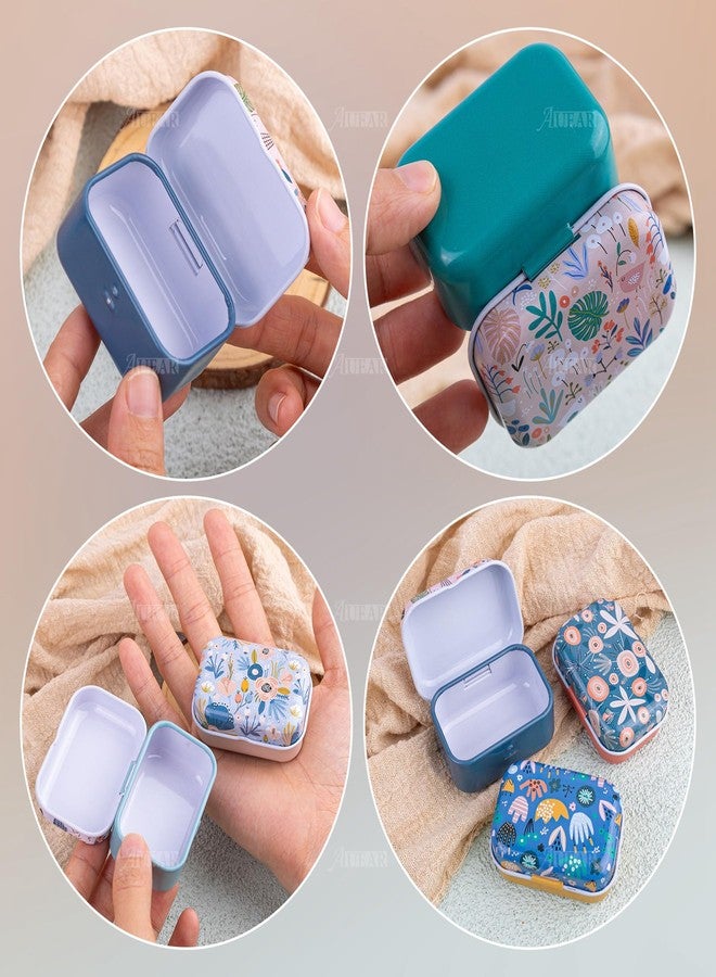 AUEAR, 10 Pack Vintage Flower Print Mini Tin Coin Box Rectangular Storage Boxes with Lid Tiny Trinket Case for Jewelry - Image 4