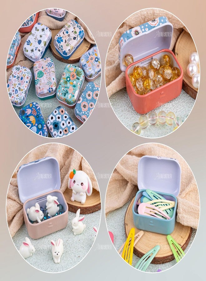 AUEAR, 10 Pack Vintage Flower Print Mini Tin Coin Box Rectangular Storage Boxes with Lid Tiny Trinket Case for Jewelry - Image 3