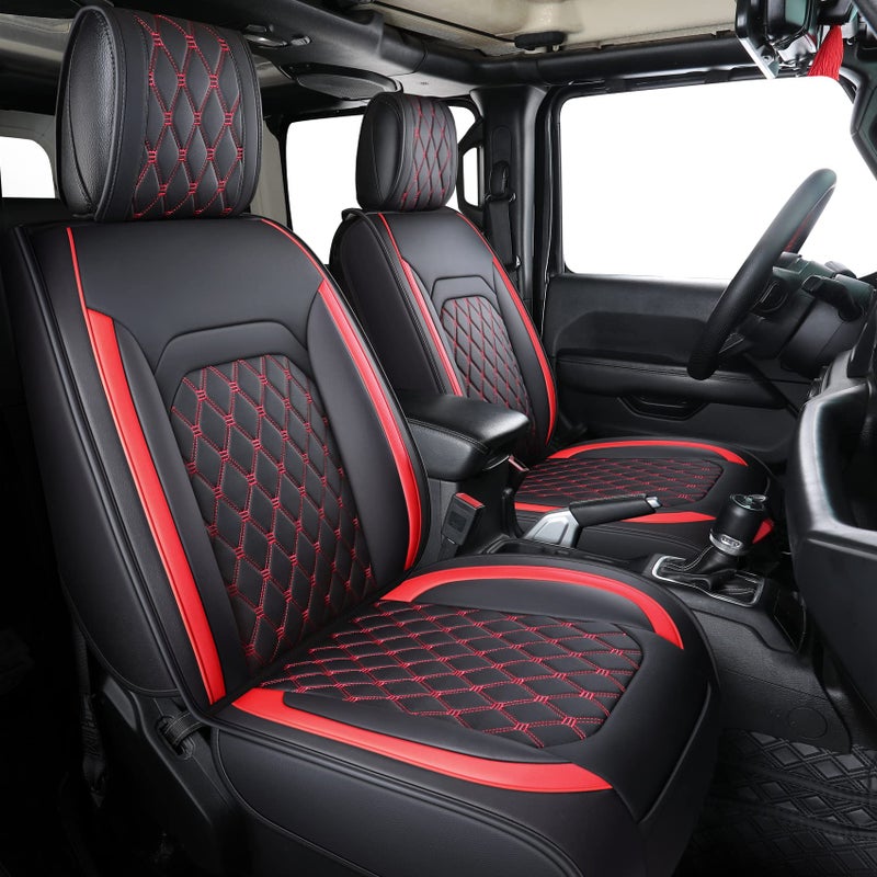 Aierxuan Jeep Wrangler JK JL 4Door Seat Covers Full Set Custom Fit 20072025 Unlimited X Rubicon 392 Sahara Willys Sport High Altitude 4X4 Truck Pickup Waterproof Leather Full SetBlackR