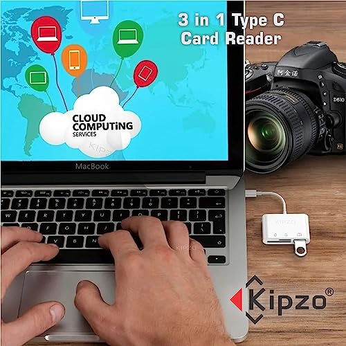 KIPZO® White SD Card Reader Type C 3 in 1 USB C to TF Card Reader OTG Compatible with USB C Devices Android Laptop PC - Image 2