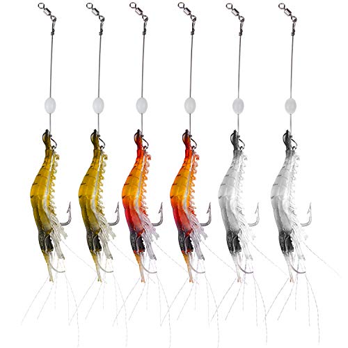 WANBY Fishing Shrimp Lures Artificial Silicone Soft Bait Set Luminous Swimbait Shrimp Fishing Lure with Hooks Fishing Tackle Freshwater/Saltwater - Image 1