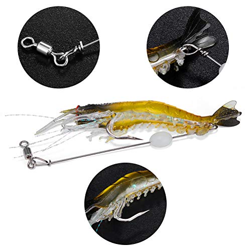 WANBY Fishing Shrimp Lures Artificial Silicone Soft Bait Set Luminous Swimbait Shrimp Fishing Lure with Hooks Fishing Tackle Freshwater/Saltwater - Image 4