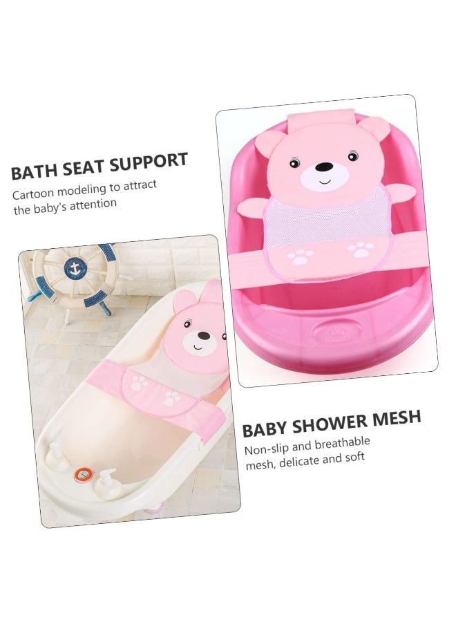Meetion Baby Bath Tub Support Anti-Slip Soft Net Bathtub Bear Bather Sling Shower Mesh Bathing Cradle Cute Bear Bather (Pink) - Image 2