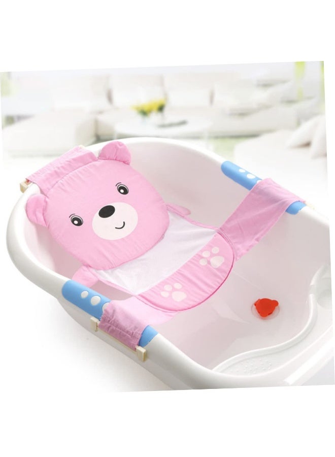 Meetion Baby Bath Tub Support Anti-Slip Soft Net Bathtub Bear Bather Sling Shower Mesh Bathing Cradle Cute Bear Bather (Pink) - Image 3