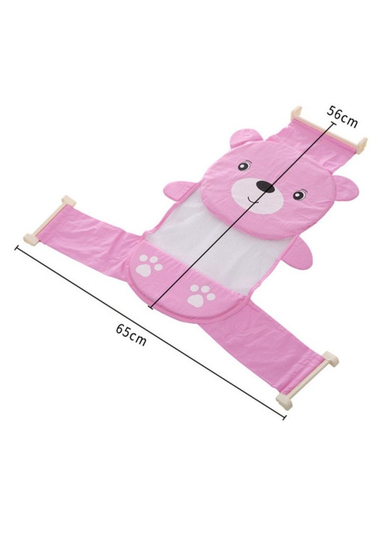 Meetion Baby Bath Tub Support Anti-Slip Soft Net Bathtub Bear Bather Sling Shower Mesh Bathing Cradle Cute Bear Bather (Pink) - Image 4
