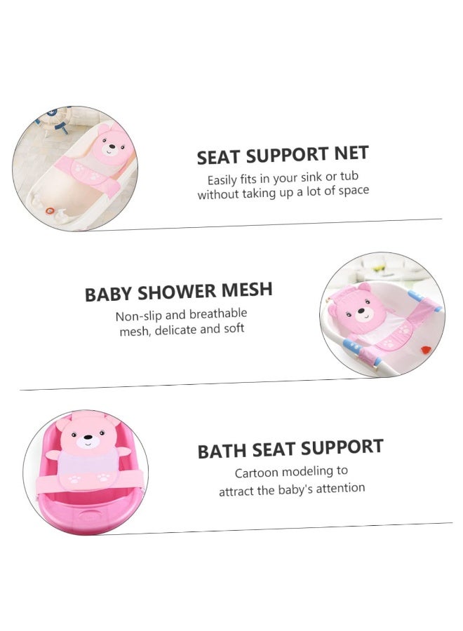 Meetion Baby Bath Tub Support Anti-Slip Soft Net Bathtub Bear Bather Sling Shower Mesh Bathing Cradle Cute Bear Bather (Pink) - Image 5
