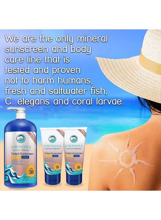 STREAM 2 SEA SPF 30 Tinted Sunscreen Biodegradable and Reef Safe, 1 Fl oz Pack of 3 Travel Size Paraben Free Non Greasy and Moisturizing Mineral Sunscreen For Face, Body Protection Against UVA and UVB - Image 5