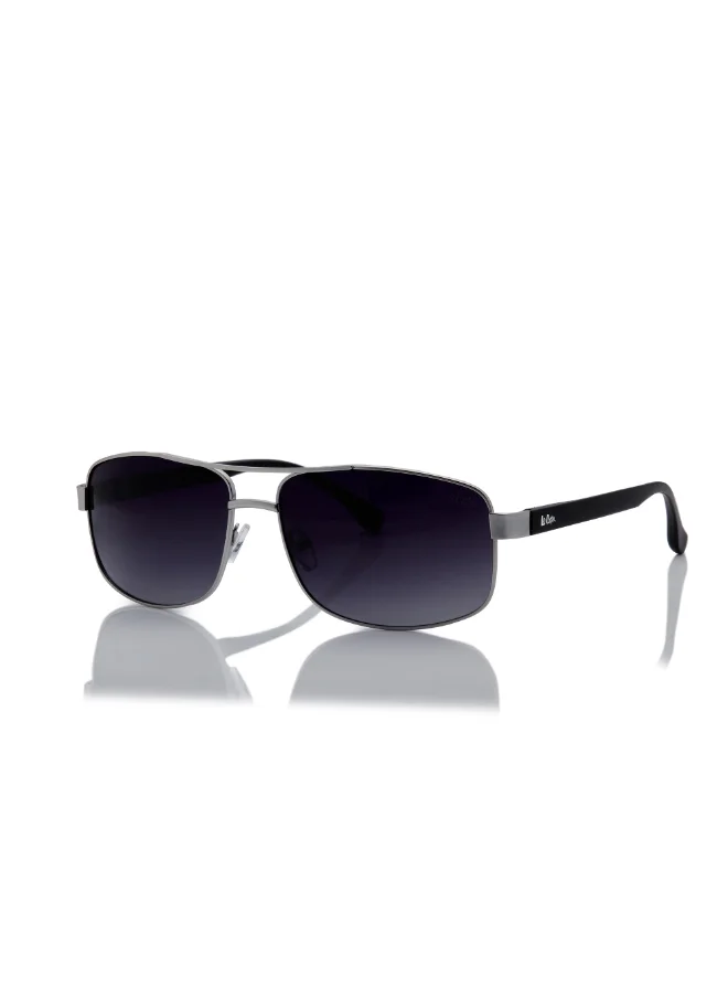 Lee Cooper Polarized Sunglasses Silver Frame Gradient Grey Mirror Lens 64mm  - LC1203C02