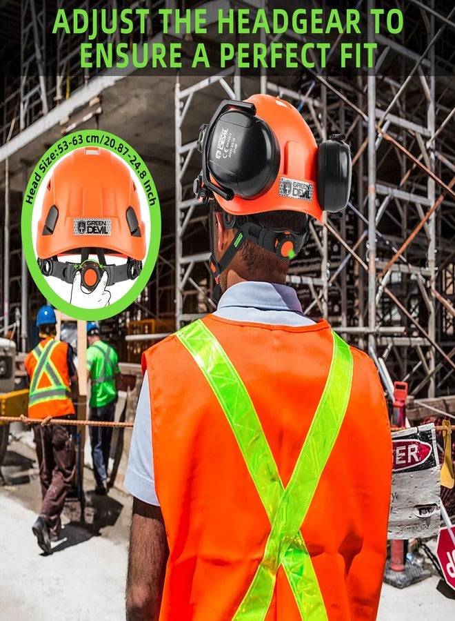 GREEN DEVIL Hard Hat Safety Helmet with Visor and Ear Muffs Men Women Vented Work Hardhat ANSI Z89.1 Cascos De Construccion for Industrial Construction Forestry - Image 5