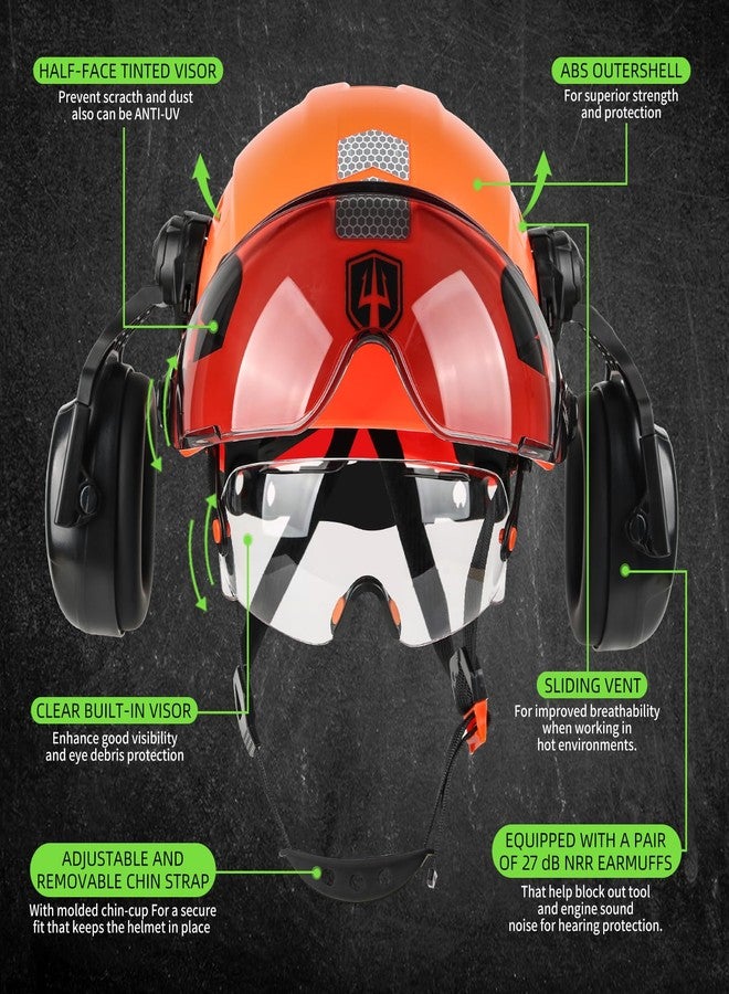 GREEN DEVIL Hard Hat Safety Helmet with Visor and Ear Muffs Men Women Vented Work Hardhat ANSI Z89.1 Cascos De Construccion for Industrial Construction Forestry - Image 3