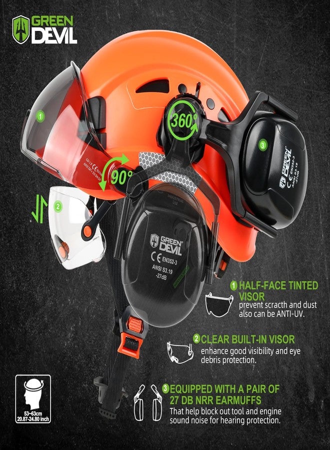 GREEN DEVIL Hard Hat Safety Helmet with Visor and Ear Muffs Men Women Vented Work Hardhat ANSI Z89.1 Cascos De Construccion for Industrial Construction Forestry - Image 2
