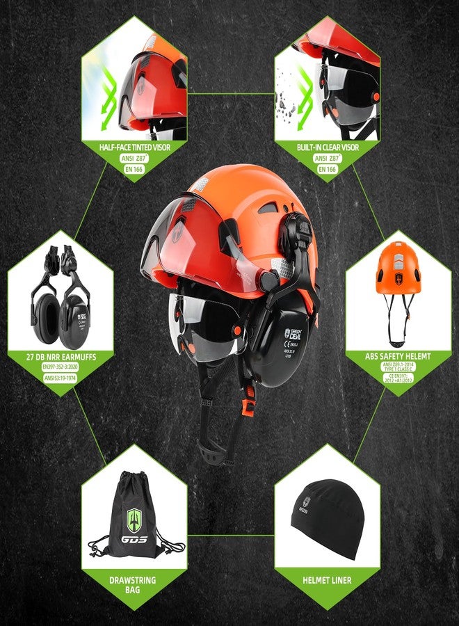 GREEN DEVIL Hard Hat Safety Helmet with Visor and Ear Muffs Men Women Vented Work Hardhat ANSI Z89.1 Cascos De Construccion for Industrial Construction Forestry - Image 4