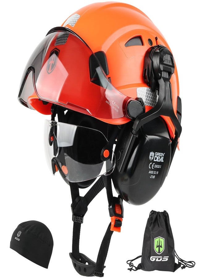GREEN DEVIL Hard Hat Safety Helmet with Visor and Ear Muffs Men Women Vented Work Hardhat ANSI Z89.1 Cascos De Construccion for Industrial Construction Forestry - Image 1