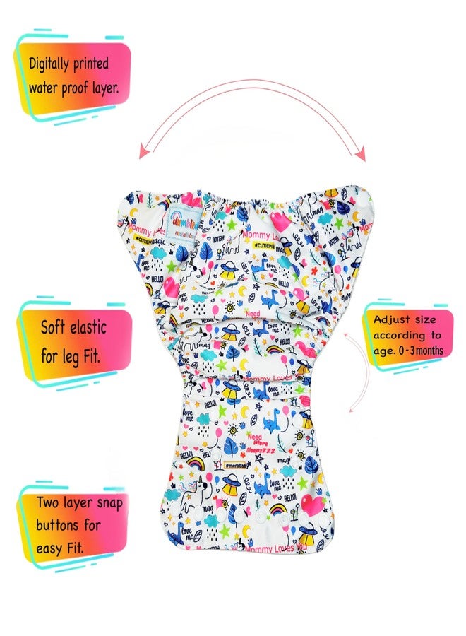 Dumbledo Premium Newborn Cloth Diaper with Integrated Soaker (Pack of 3) | Snug Fit | Reusable & Washable | Travel Friendly | Designed by Moms | 0 - 4 Months | Unisex Baby - Image 5
