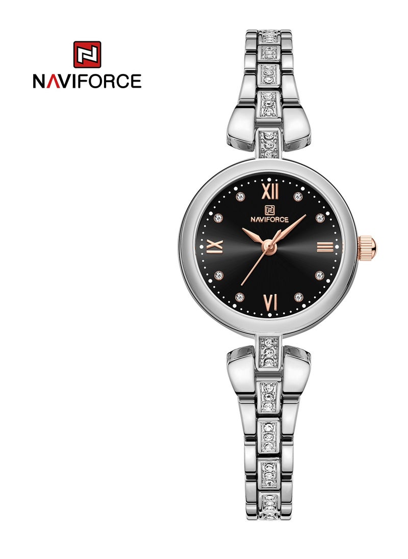 NAVIFORCE - Elegant and Timeless Silver Analog Wrist Watch with Crystal Accents and Stylish Bracelet Design - Image 1