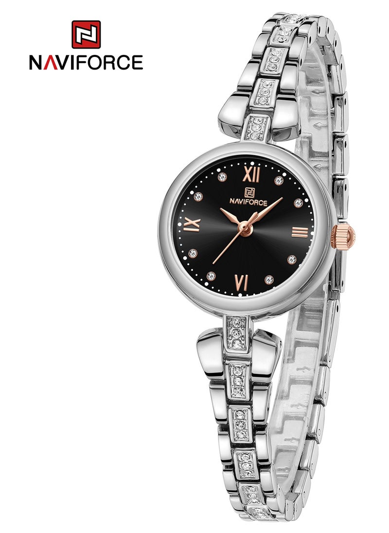 NAVIFORCE - Elegant and Timeless Silver Analog Wrist Watch with Crystal Accents and Stylish Bracelet Design - Image 1