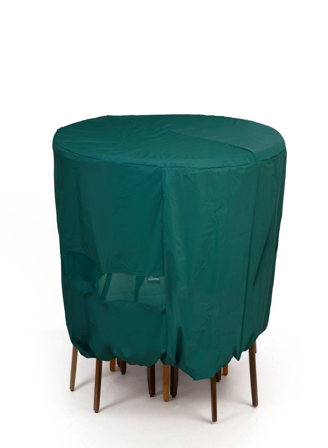 Covermates Classic Round Patio Dining Table and Chair Set Cover - All-Weather Outdoor Furniture Protection, Water-Resistant Vinyl, Elastic Hem, Mesh Vents, Full Table 54 Diameter x 25H, Green - Image 1