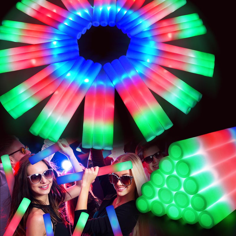 HONLYNE 120 PCS Foam Glow Sticks with 3 Modes Colorful Flashing LED Light Sticks Glow in the Dark Party Suppliesfor Wedding Raves New Year Carnival - Image 2