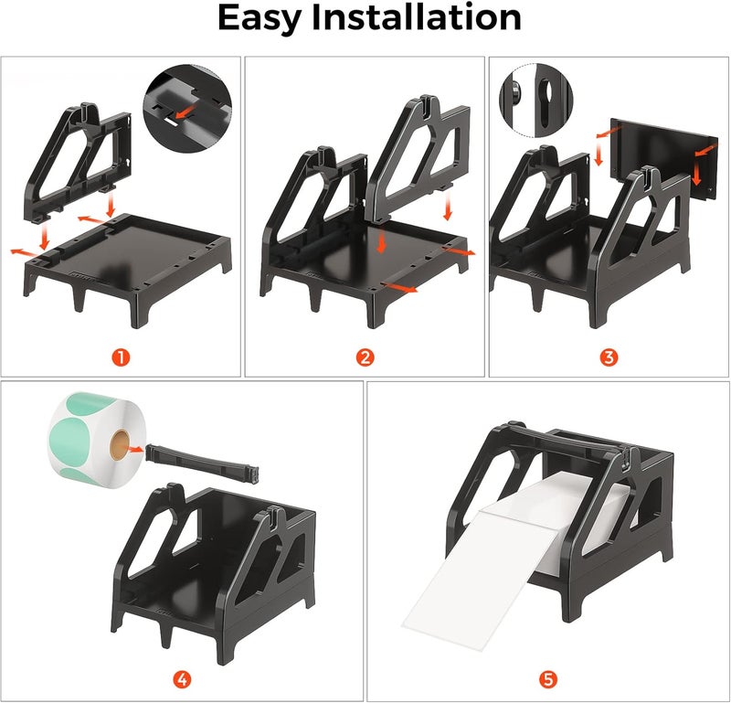 MUNBYN Label Holder for Rolls and Fan-Fold Labels, Thermal Sticker Roll Holder for Desktop Thermal Printer Shipping Supplies Industrial Paper, Black - Image 4