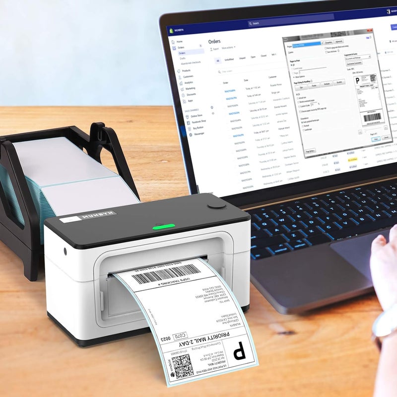 MUNBYN Label Holder for Rolls and Fan-Fold Labels, Thermal Sticker Roll Holder for Desktop Thermal Printer Shipping Supplies Industrial Paper, Black - Image 2