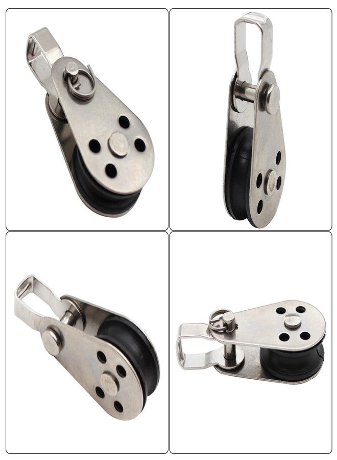 RUIFUU 4Pcs Stainless Steel Pulley,Kayak Pulley Nylon Marine Pulley Block Rope Runner Single Pulley Bearing Block Rope Runner for Most 0.08"/2mm to 0.32"/8mm Diameter Ropes - Image 5